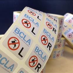 BCLA No Water Stickers: QTY 500 (Pairs)